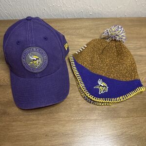 Lot/2 Minnesota Vikings New Era 9 Twenty Hat Strapback Youth Kids Beanie NFL Cap